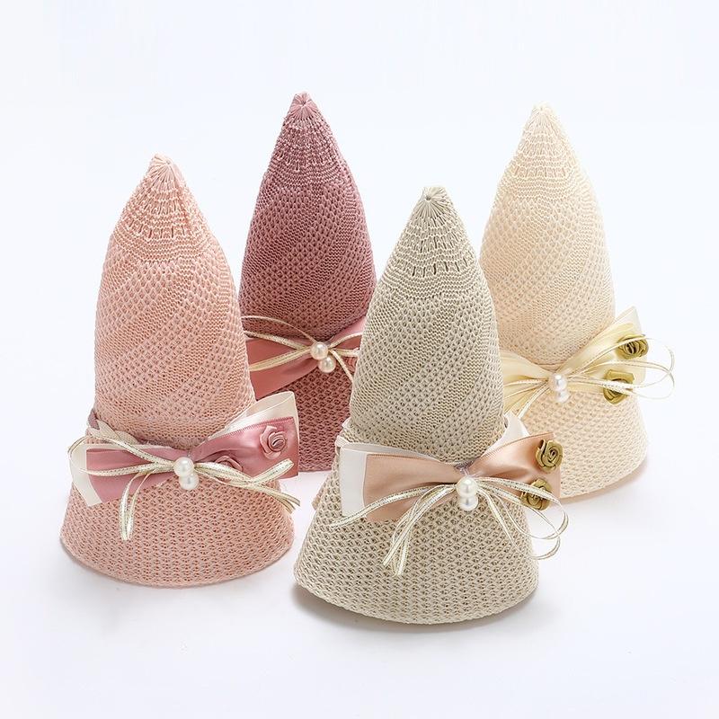 Chapeau de Paille Femme Mode Nœud Fleur Perles Été Grand Bord Chapeau de Plage Extérieur Pliable