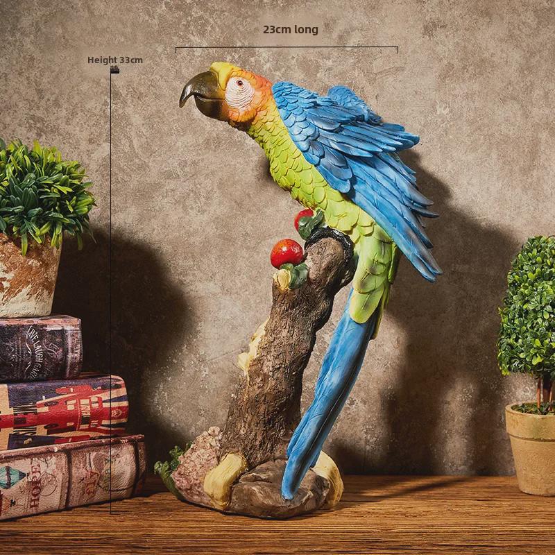 Nordic Pastoral Style Parrot Ornaments - Creative Bird Models for Living Room, Wine Cabinet, TV Stand, and Entryway Decor.