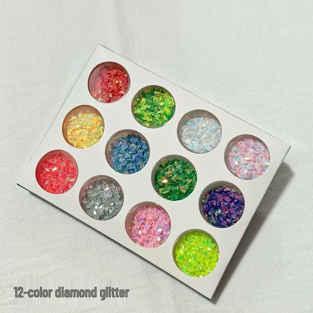 12-Color Crystal Nail Powder Glitter Set