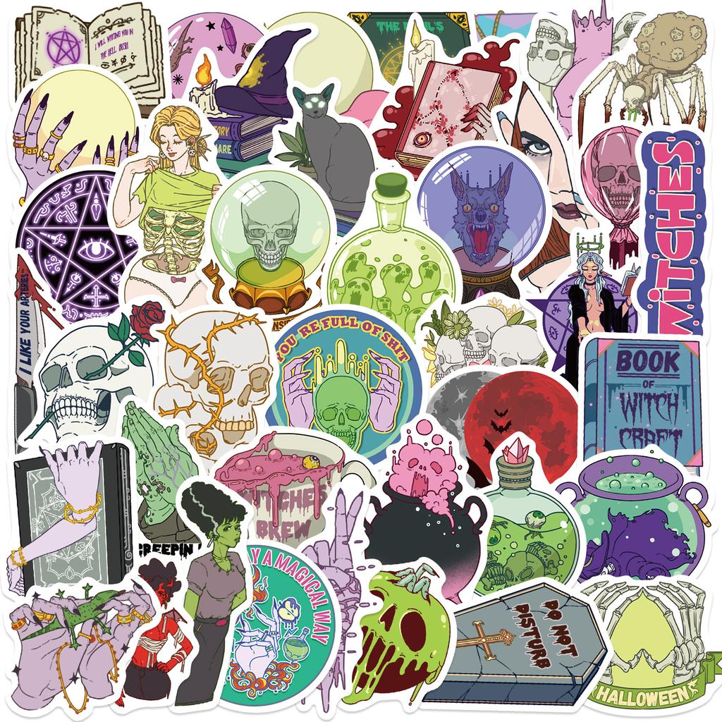 50 Cartoons INS Wind Witch Graffiti Stickers Decorate Guitar Notebook Suitcase DIY Waterproof