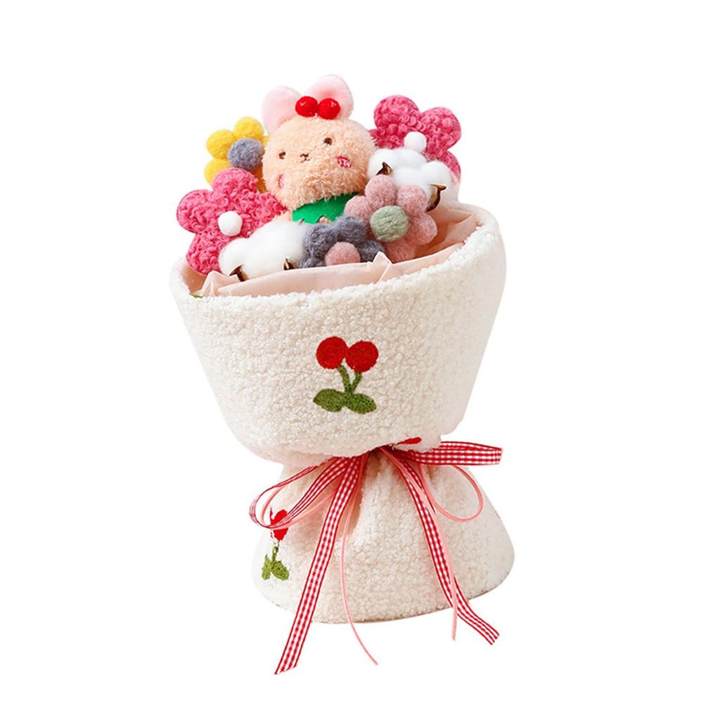 Plush Bouquet Toy Cute Cartoon Style Bright Colors Led String Light Stuffed Animals Bouquet For Birthday Valentine'S Day