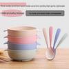 Children's Wheat Tableware Set: Anti-Fall Heat Insulation Double-Ear Bowl and Spoon