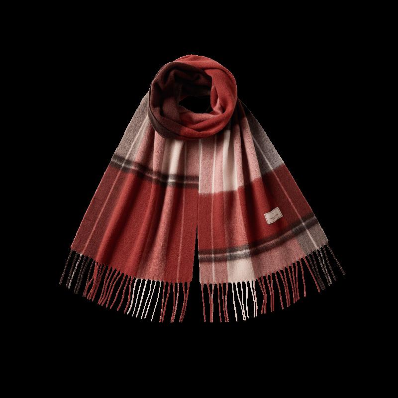 JIUMU Women's Pure Wool Red Scarf