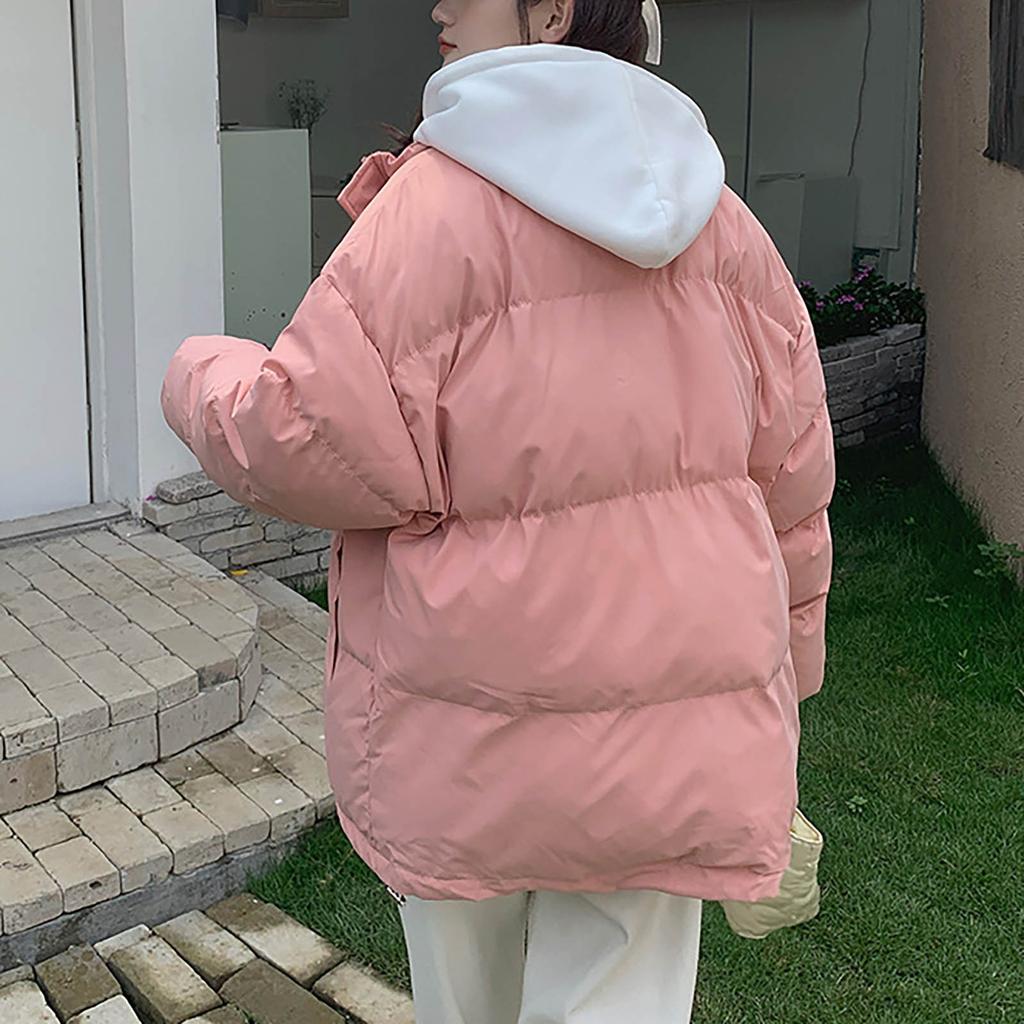 Cotton Jacket Down Cotton Short Hooded Women's Fake Two-Piece Cotton Jacket Winter New Loose Top