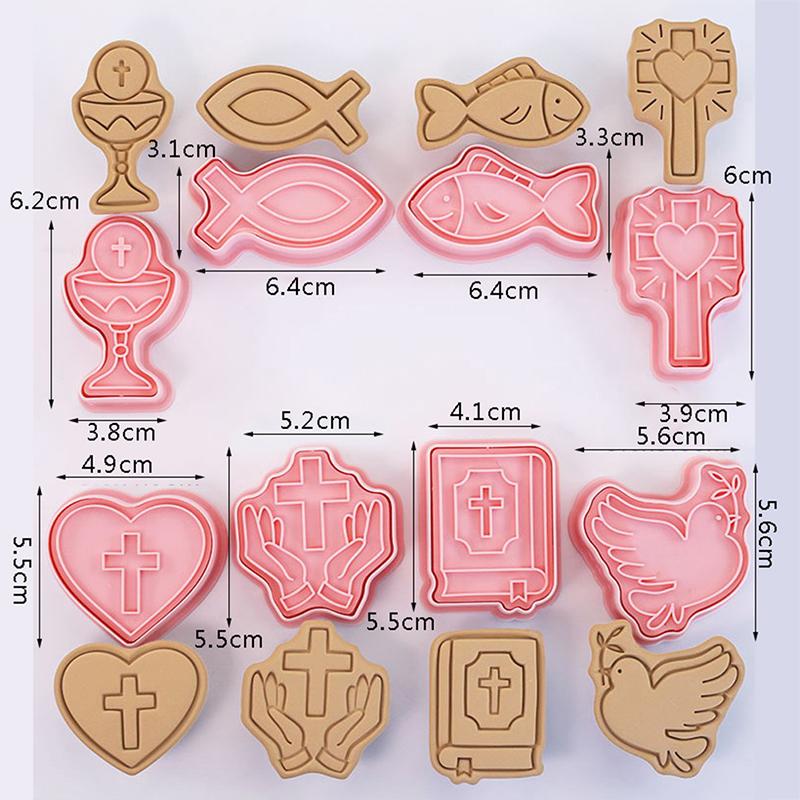 8 buc. Formă pentru biscuiți pentru împărtășania creștină Cruce Potir Presă pentru ștampile pentru biscuiți