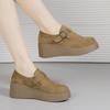 Retro Leather Platform Casual Shoes for Women, Spring Single Shoes, Wedge Heels, Height-increasing and Durable Women's Shoes