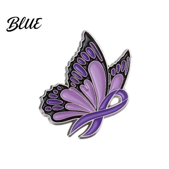 Cardigan Brooch Women Enamel Butterfly Design Healing Ribbon Pin Dripping фиолетовый