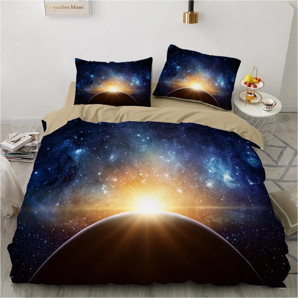 

Comforter Luxury New Style Moon Fairyland Galaxy 3D Universe Outer Space Themed Queen Size Women Children Bedroom Decorations Comforter (quilt)-EU Single(135*200cm)3pcs