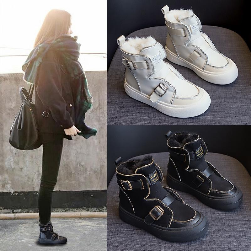 Women's Cotton Shoes Women's Winter New Fleece-lined Thick Thick Bottom and Warm Keeping Snow Boots