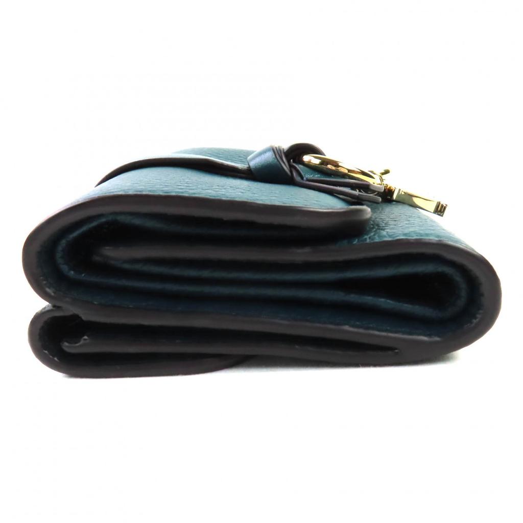 Pristine Chloe Tri-fold wallet Alphabet Trifold green leather CHC21WP718F573L3 Used