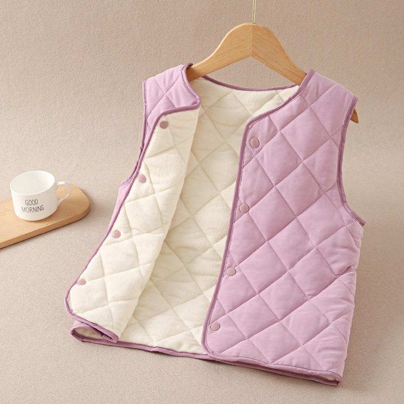 Kids Thickened Warm Padded Sleeveless Cardigan Vest For Boys And Girls
