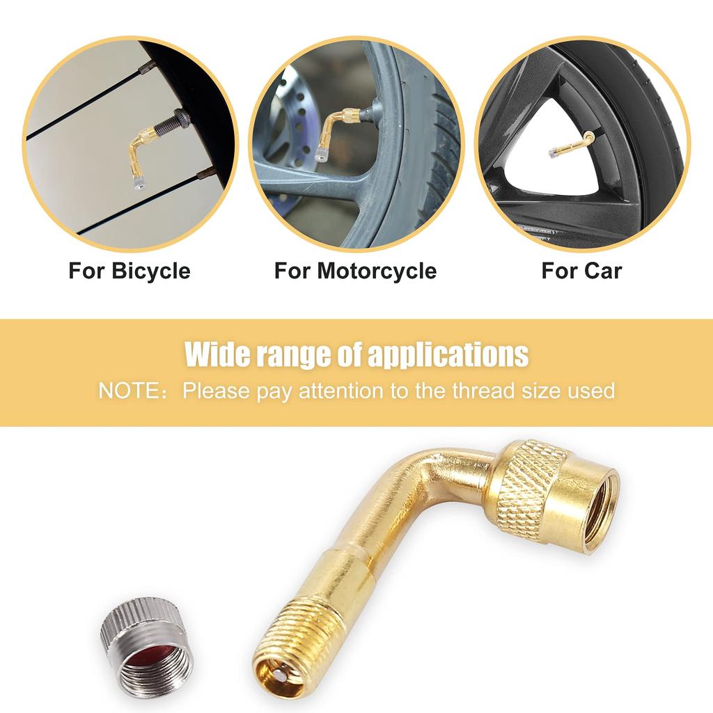 uxcell Valve Stem Extension Valve Stem Extender Stem Extension Adapter Vacuum Metal Car Motorcycle Gold Tone 3pcs 90 Degree