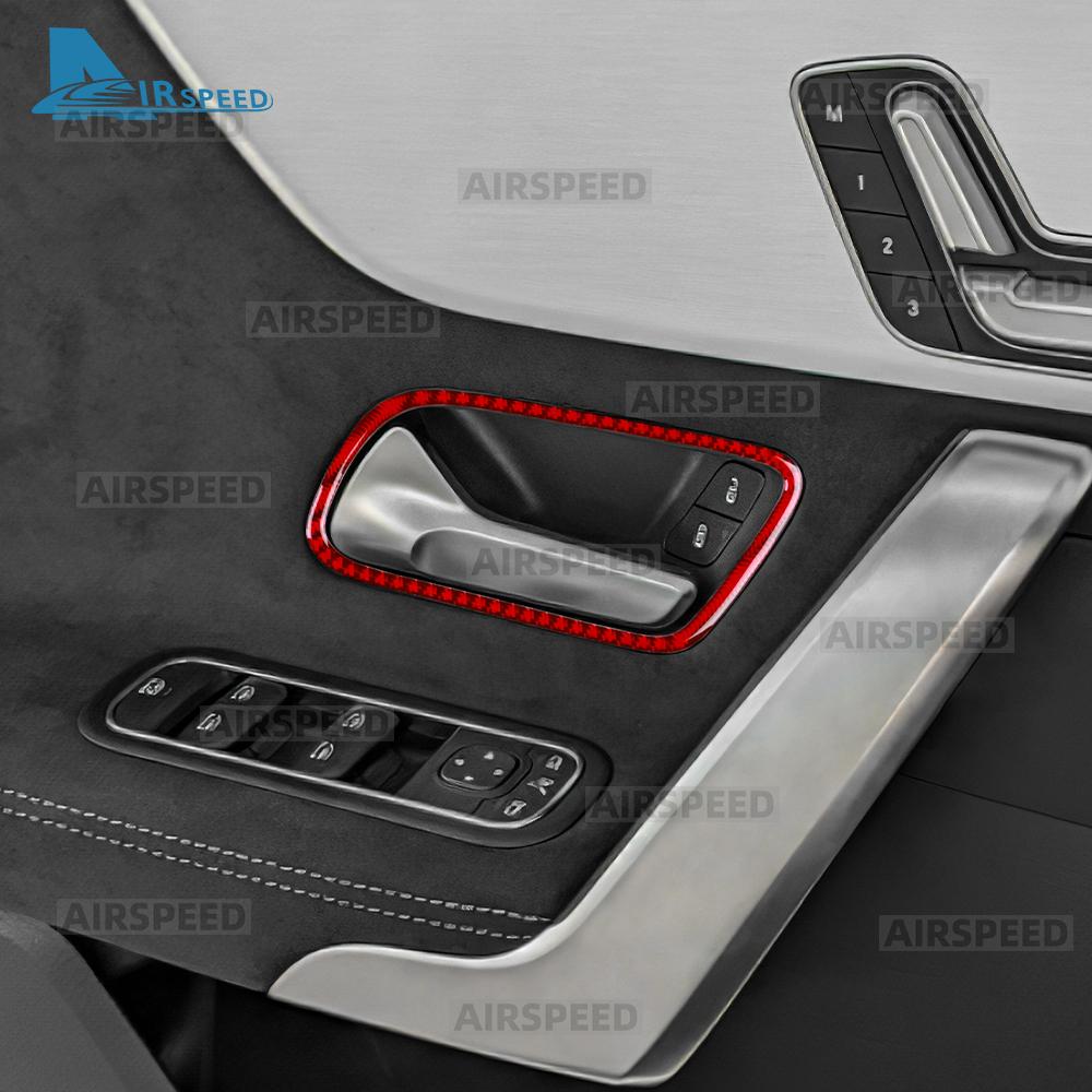 Real Soft Carbon Fiber Trim Sticker For Mercedes Benz A CLA Class W177 W118 C118 2020-2025 2025 Car Inner Door Handle Frame