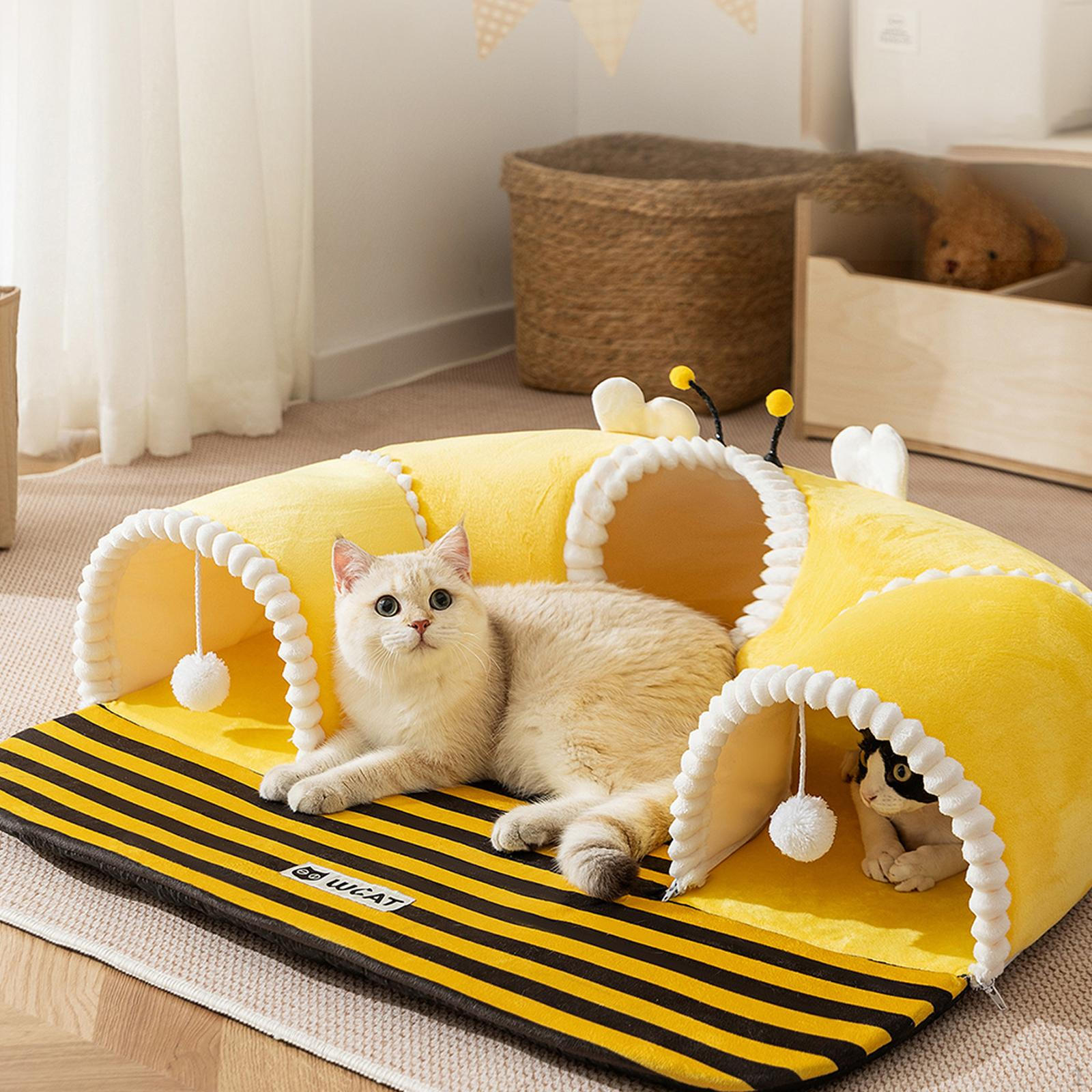 

Cat Sleeping Bed Equipment Ornament with Ball Rest Play Gifts Lightweight Zipper Closure S