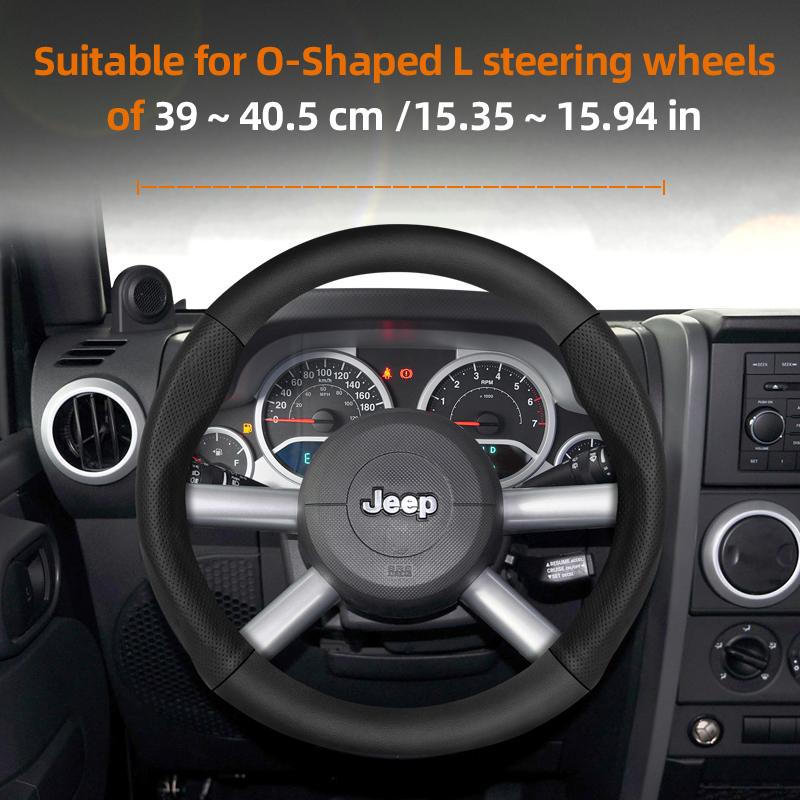 zkfan8 Suitable for Jeep Breathable Hole Leather Matte Carbon Fiber Texture Steering Wheel Cover Suitable for Compass Renegade