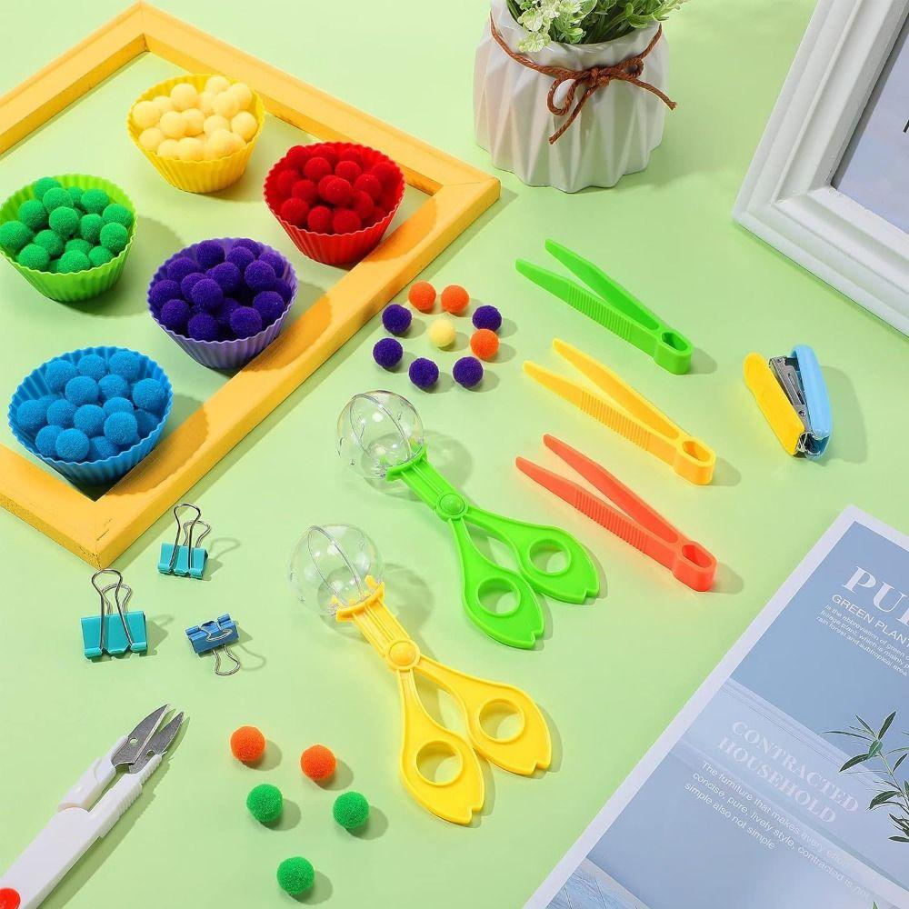 Creative Early Education Toy Rainbow Counting Pompoms Color Matching Toy Set  Preschool Activities