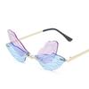 Trendy Rimless Sunglasses Vintage Dragonfly Wings Unisex Fashion UV Protection