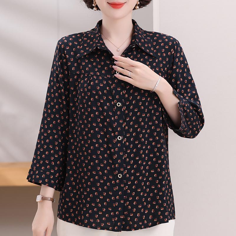 

Жіночі елегантні блузки великих розмірів XL-7XL, повсякденна вільна літня сорочка з вінтажним принтом і довгим рукавом 4XL