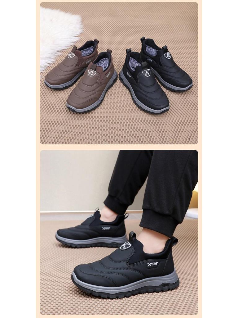 Herren Winter Old Beijing Samtgefütterte Rutschfeste Freizeitschuhe für ältere Menschen