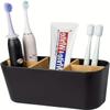 5-Slot Black Plastic Toothbrush Holder with Dividers - Lightweight, Countertop Organizer-Toothbrush Holder for Bathroom