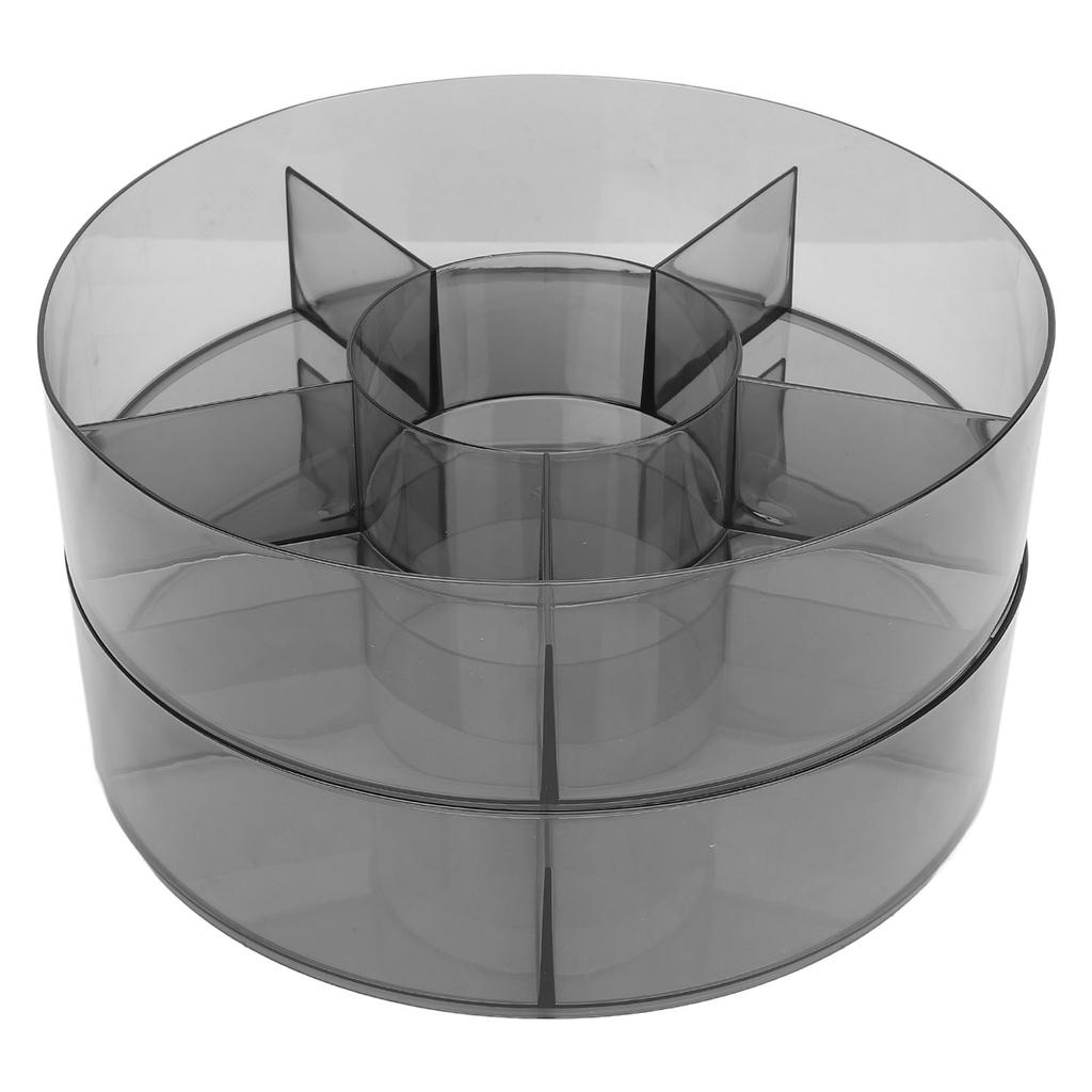 Roterende serveringsbrett 2 lag Stor kapasitet Plast Gjennomsiktig Snackle Box Beholder Transparent Grå