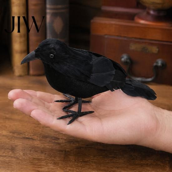 Creepy Bird Prop for Parties Realistic Crows Figurine, Lifelike Feathered Raven Statue Haunted House, Scary Mystery Atmosphere Halloween Party Props,