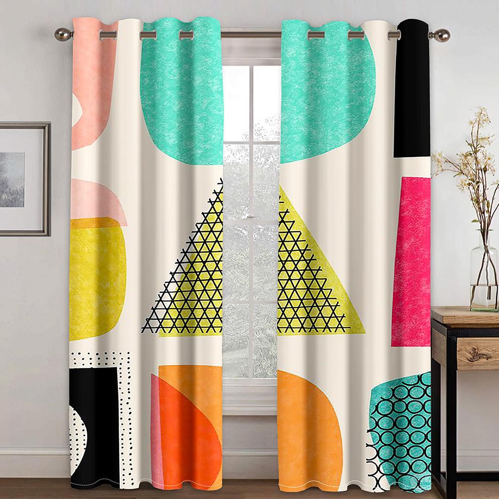 Mid-Century Modern Sunrise Mountain Printed Pattern Window Draperies & Curtains for Sliding Glass Door Home Office Decor