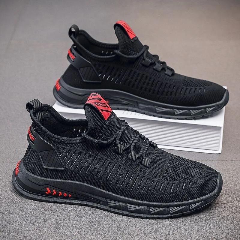 Flying Woven Men's Shoes Summer New Breathable Deodorant Mesh Shoes Men's Sneaker Korean-style All-match Casual Running Shoes