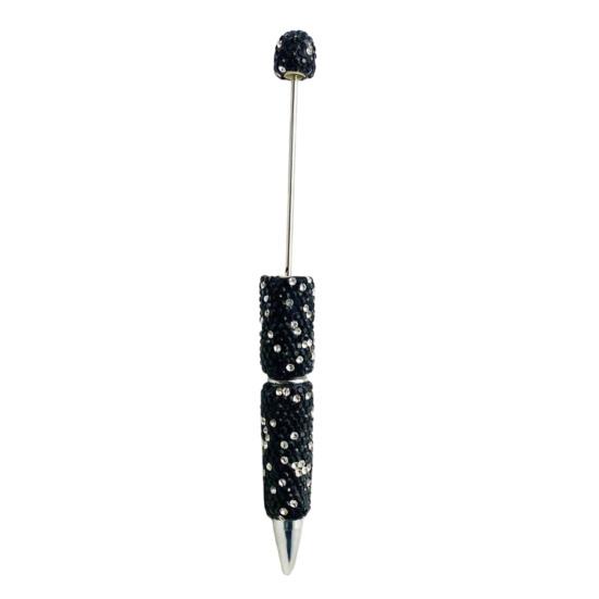 Comfortable Grip Gel Pen Diamond Beadable Pens, Bling Rhinestone Beaded DIY Bead Pen, Crystal Shaft Decorative Craft Black Ink Ballpoint Pens