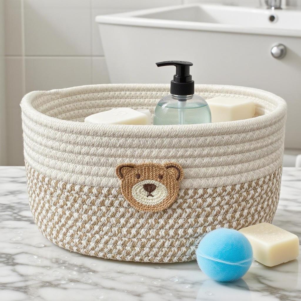 Storage Basket Woven Baskets For Storage Space-Saving Cotton Organizer Bin For Laundry Clothes Blankets Books Towels Dog Toys