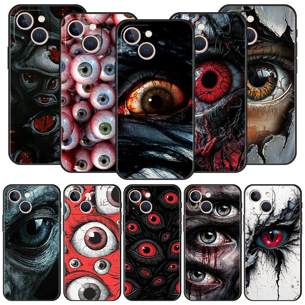 Scary Devil Eye Pattern Phone Case For iPhone 17 16E 15 16 14 13 12 11 Pro Max 7 8 Plus Soft TPU Back Cover