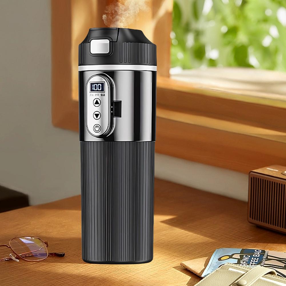 12V/24V Car Heating Cup Smart Temperature Sensor Stainless Steel Portable Car Heating Cup Electric Water Cup Water Warmer Bottle