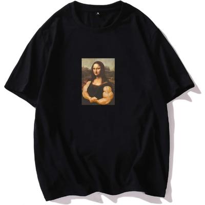 Men's T-Shirts Men Mona Lisa Graphic Round Neck Tee T-Shirts for Men (Size _ Small)
