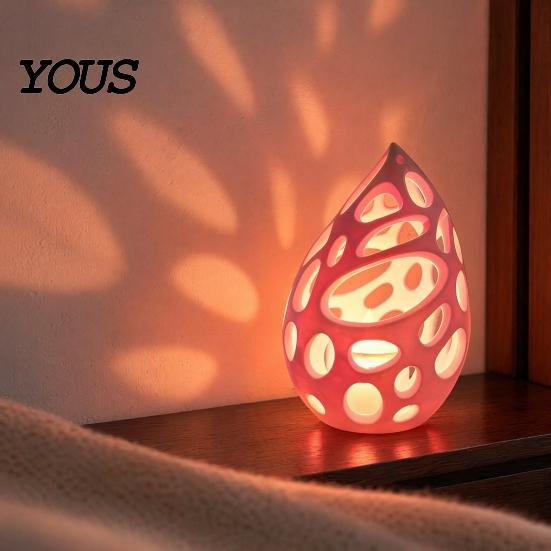 Fine Hole Texture Candlestick 3D Printed Hollow Droplet Candle Holder, Minimalist Candlestick, Matte White Tabletop Holder Decor for Desk