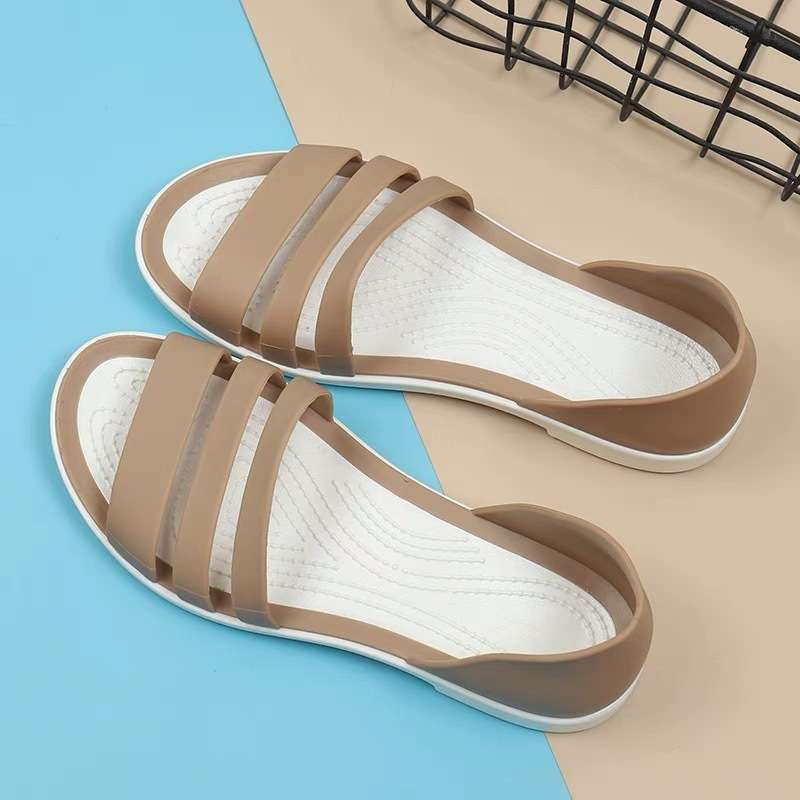 Flat-soled sandals versatile plastic wet water jelly shoes Korean version non-slip rain shoes waterproof female summer beach shoes fairy