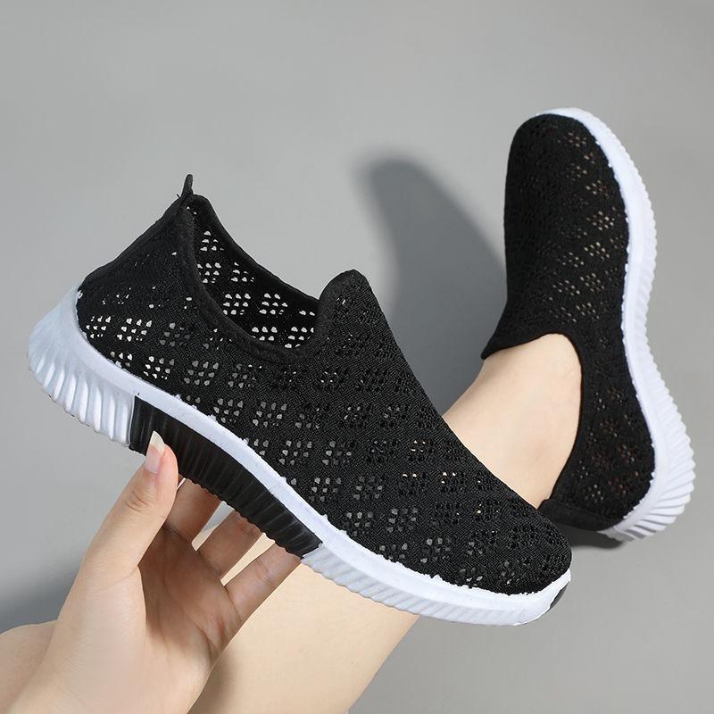 New Summer Cloth Shoes Flat-soled Hollow Mesh Shoes Sports and Leisure Shoes Comfortable Flat Shoes