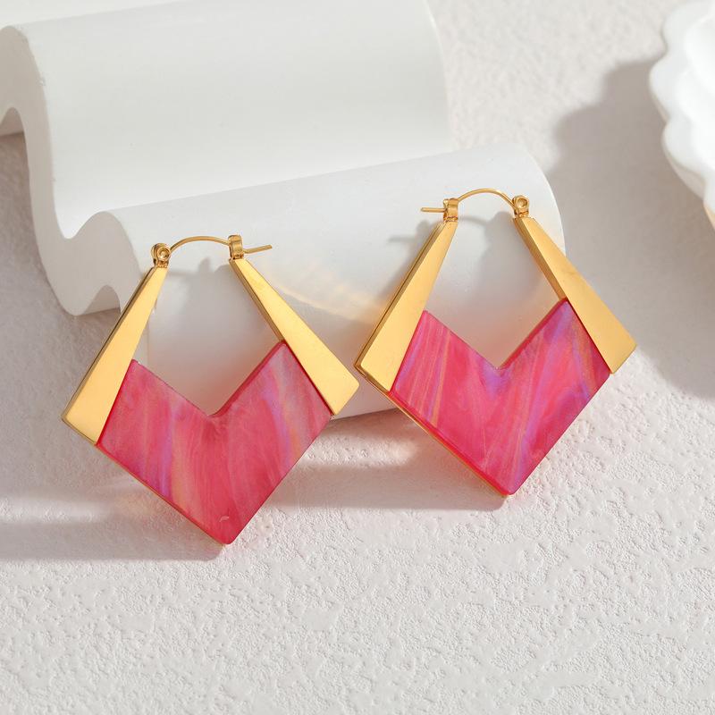 Simplistic Geometric 18K Gold-Plated Stainless Steel Earrings for Women - Elegant Commuting Fashion Jewelry with a Light Luxury Feel
