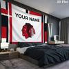 Custom Name,Chicago Blackhawks Wall tapestry, aesthetic printed fabric blanket, suitable for bedroom, living room, and home decor.