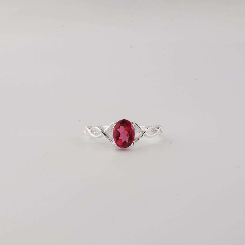 Pink Rubellite Gemstone 925 Sterling Silver Elegant Prong Set Ring For Women CZR-16-15