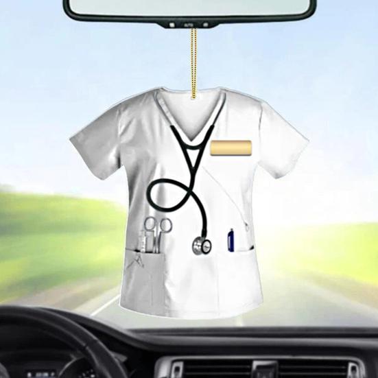 Yousheng Nurse Uniform Shape Decoration Flat Acrylic Hanging Ornament Keyring Pendant Gift for Nurses Doctors Car Bag Decoration