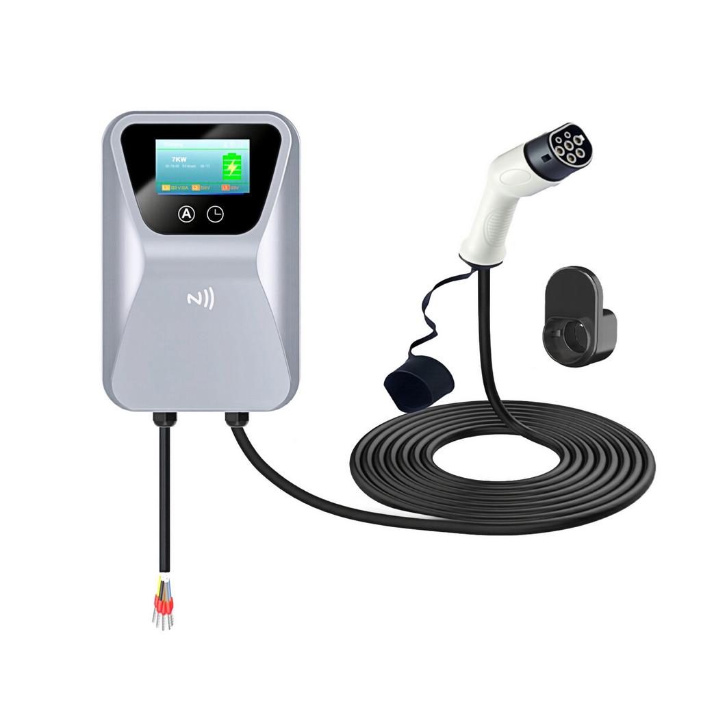 7KW 32A EV Charging Station Type-2 1Phase EV Car Charger IEC62196-2 EVSE Wallbox APP Control Charge now/Card charging
