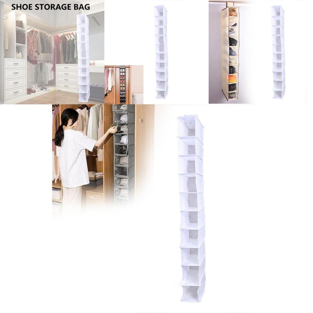 Modern Minimalist Non-woven Fabric 10 Tier Hanging Storage Bag For Bedroom Closet