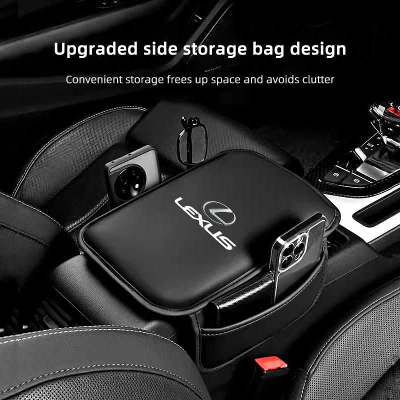 AAPD1 Car Armrest Protection Mat Leather Arm Rest Storage Pocket For Lexus F SPORT ES RX NX LS UX LM LX GX LC RZ IS CT GS RC HS SC TX
