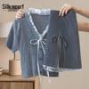 Women's Color Block V-Neck Knit Short-Sleeve Top