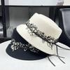 Lace Foreign Pure Wool Concave Top Hat Women's Autumn and Winter Fashion Versatile Elegant Top Hat Simple Washbasin Hat