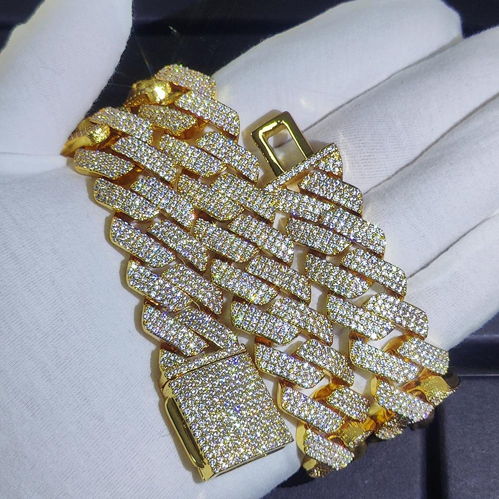 20mm Cuban Link Chain for Men Iced Out Choker Necklace Prong Setting Cubic Zirconia Big Heavy Chunky Hip Hop Jewelry