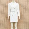 Neues Damen-Blazer-Kleid mit Puffärmeln und Revers, schmal geschnitten, zweireihig, V-Ausschnitt, Pendlerjacke mit Bindekragen, Damen Slim Suit Kleid