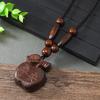 Hand-carved mahogany necklace retro femininity long autumn and winter sweater chain cotton and linen accessories