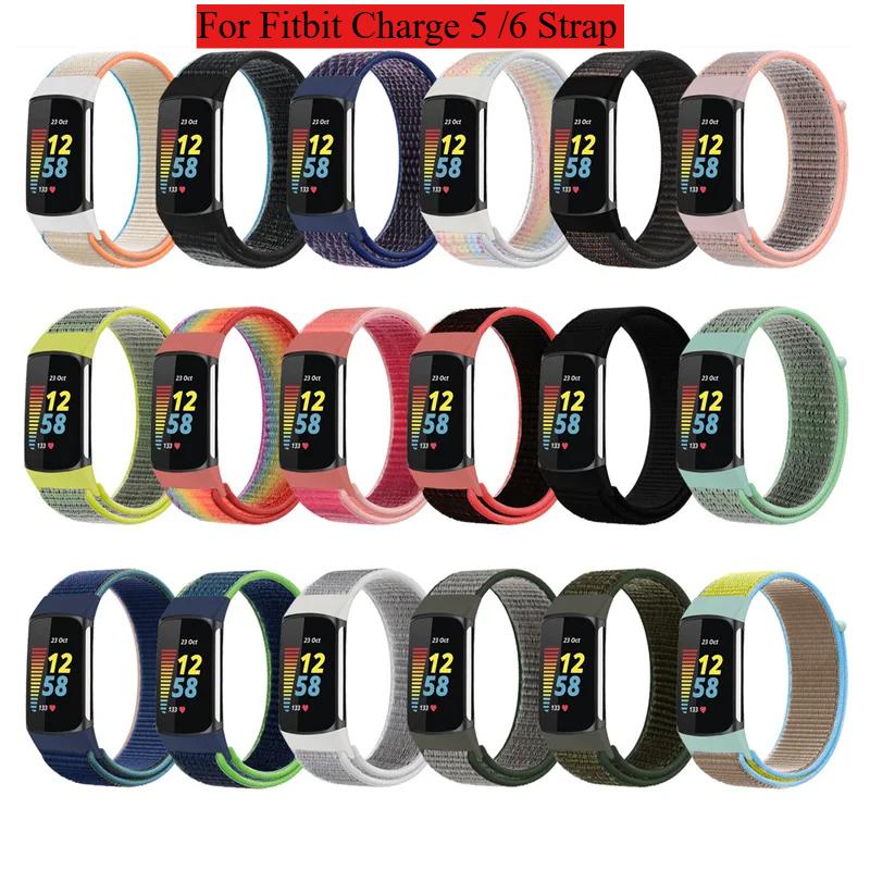 Nylon Strap for Fitbit Charge 6 Smart Watch Sports Nylon Weave Loop Bracelet Wristband Correa Pulsera for fitbit Charge 5 Band