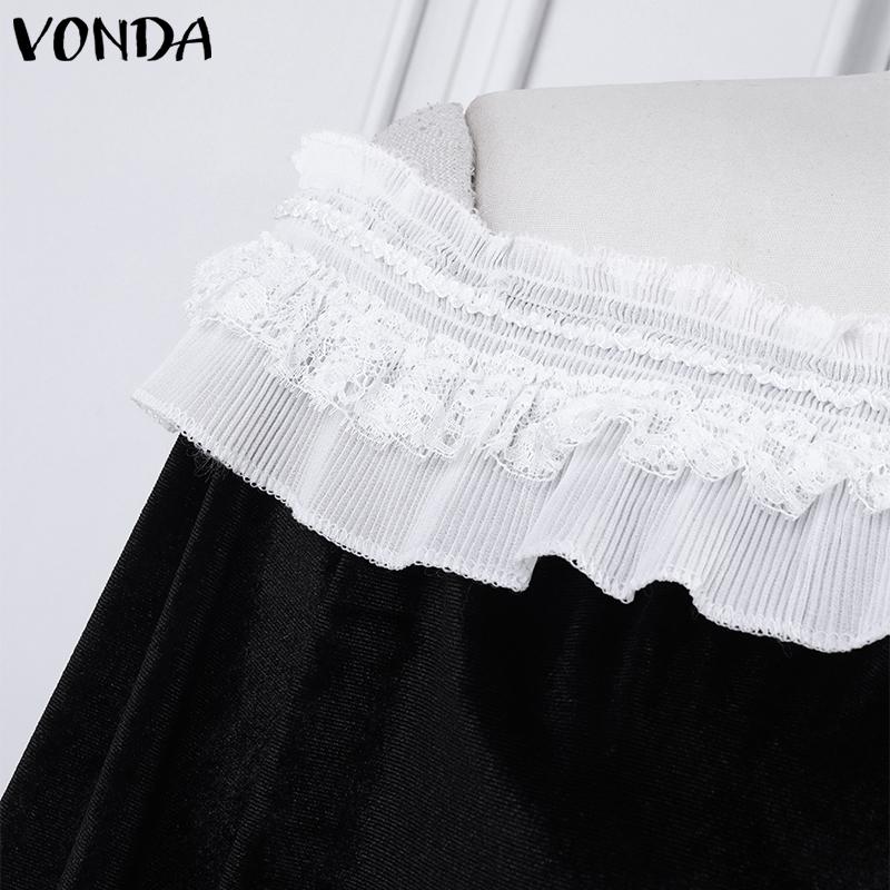 VONDA Women Summer Lace Off Shoulder Top Short Skirt Sets